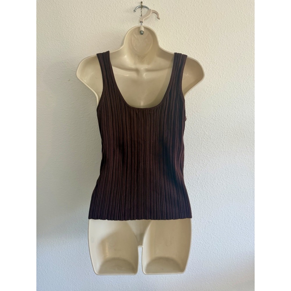 Madewell Sweater Tank Sz L‎ Signature Scoop Neck Ribbed Knit Chocolate Brown - Picture 5 of 6